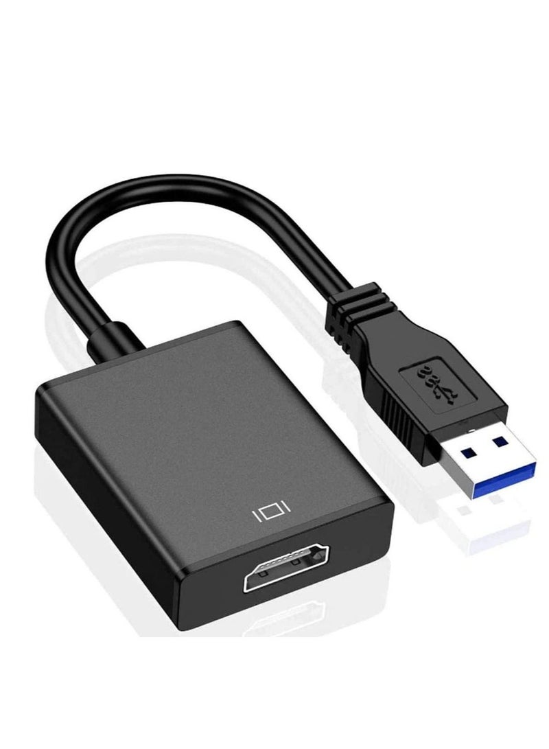 USB to HDMI Adapter, USB 3.0/2.0 to HDMI 1080P Video Graphics Cable Converter with Audio for PC Laptop Projector HDTV Compatible with Windows XP 7/8/8.1/10 - Image 1