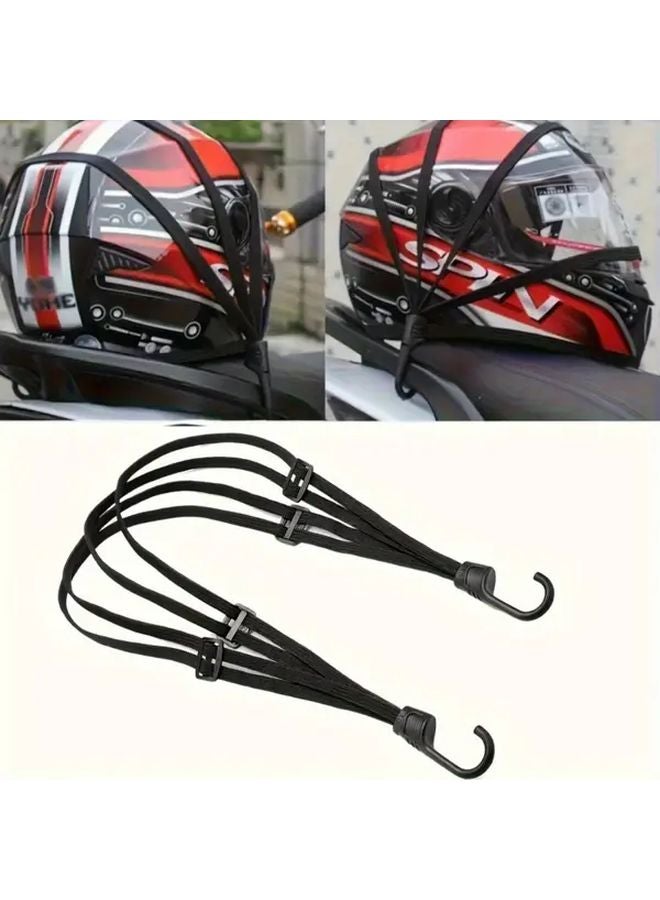 2pcs Black 60cm Elastic Binding Rope Motorcycle Bicycle Helmet Strap Secure Fastening - Image 5