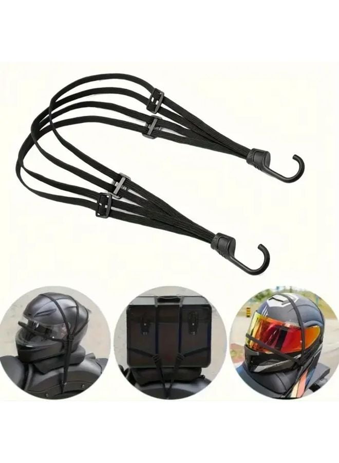 2pcs Black 60cm Elastic Binding Rope Motorcycle Bicycle Helmet Strap Secure Fastening - Image 2