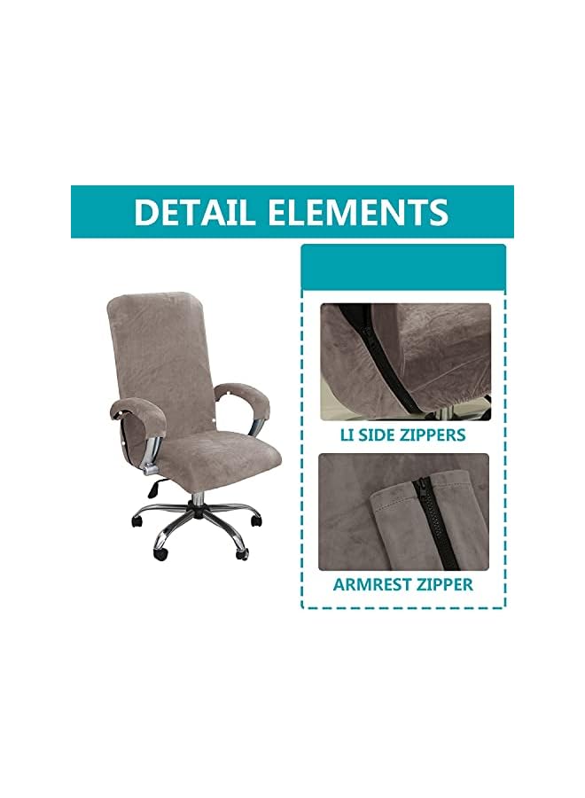 The Bros غطاء كرسي مكتب من المخمل لكرسي الكمبيوتر غطاء كرسي دوار قابل للإزالة غطاء كرسي رئيسي واقي ظهر عالي كبير (رملي، كبير) - Image 2