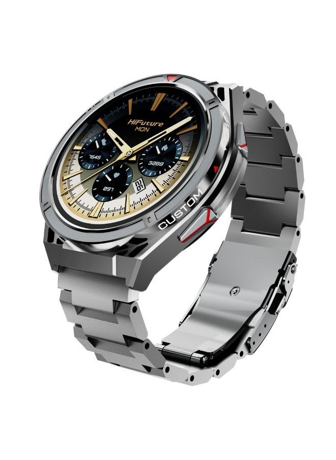 HiFuture HiFuture ACTIVE Smartwatch with Dual-Band GPS, Dual-Core CPU, 1.43" AMOLED Display, Barometric Altimeter, Built-In Compass, 50M Waterproof, Syntra AI, Extra Band Included, Silver  - Image 2