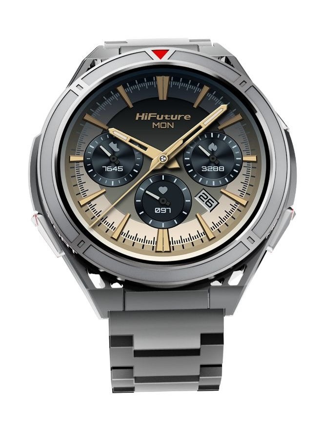 HiFuture HiFuture ACTIVE Smartwatch with Dual-Band GPS, Dual-Core CPU, 1.43" AMOLED Display, Barometric Altimeter, Built-In Compass, 50M Waterproof, Syntra AI, Extra Band Included, Silver  - Image 1