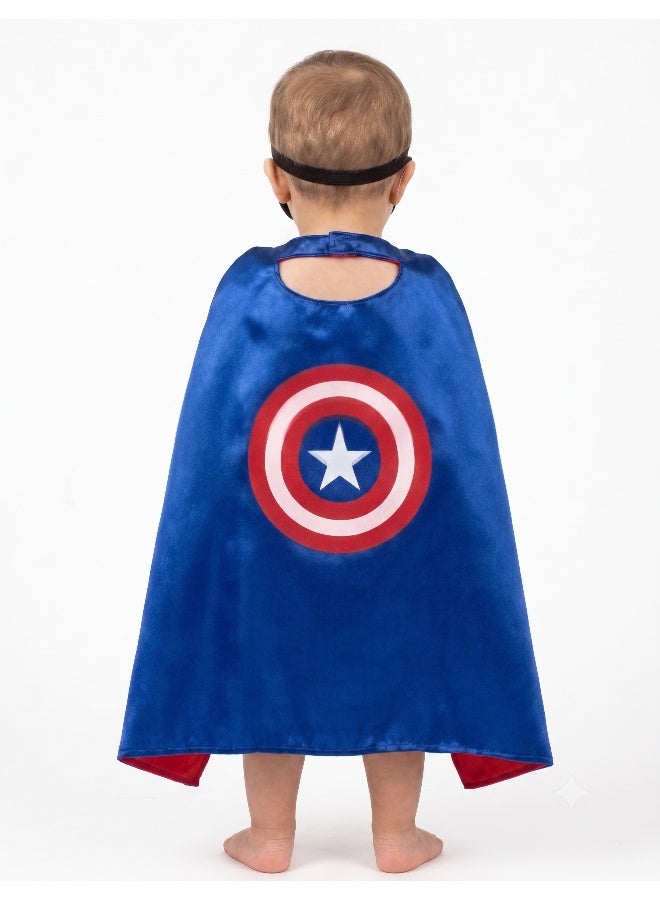 Kidzilla Caption America Cape and Mask Set - Kids Cloak with Felt Eye Mask for Halloween Costume, Dress Up & Birthday Party Favors - Image 3