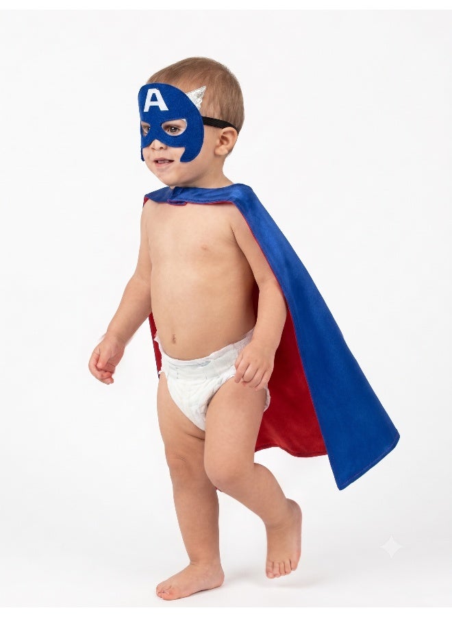Kidzilla Caption America Cape and Mask Set - Kids Cloak with Felt Eye Mask for Halloween Costume, Dress Up & Birthday Party Favors - Image 4