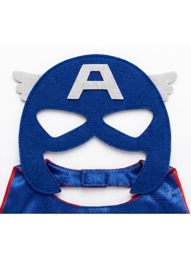 Kidzilla Caption America Cape and Mask Set - Kids Cloak with Felt Eye Mask for Halloween Costume, Dress Up & Birthday Party Favors - Image 5