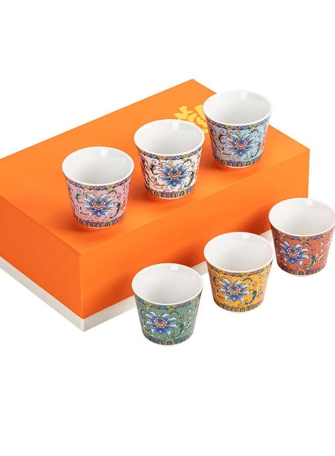 HaHaHai 6 Ceramic Teacups with Gift Box Elegant Floral Enamel Coffee Cup Set, 6 Colors Flower Teacups, Perfect for Home, Office and Restaurant Use, Perfect for Gifting - Image 5