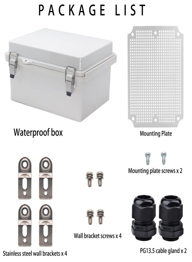 YETLEBOX Outdoor Waterproof Electrical Box Junction Box Weatherproof IP67 ABS Plastic Enclosure Switch Router Project Box Electronics DIY Enclosure With Mounting Plate Wall Bracket Grey 8.6"x6.6"x4.3" - Image 4
