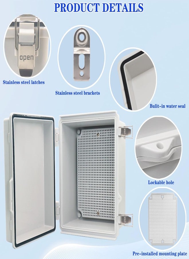 YETLEBOX Outdoor Waterproof Electrical Box Junction Box Weatherproof IP67 ABS Plastic Enclosure Switch Router Project Box Electronics DIY Enclosure With Mounting Plate Wall Bracket Grey 8.6"x6.6"x4.3" - Image 3