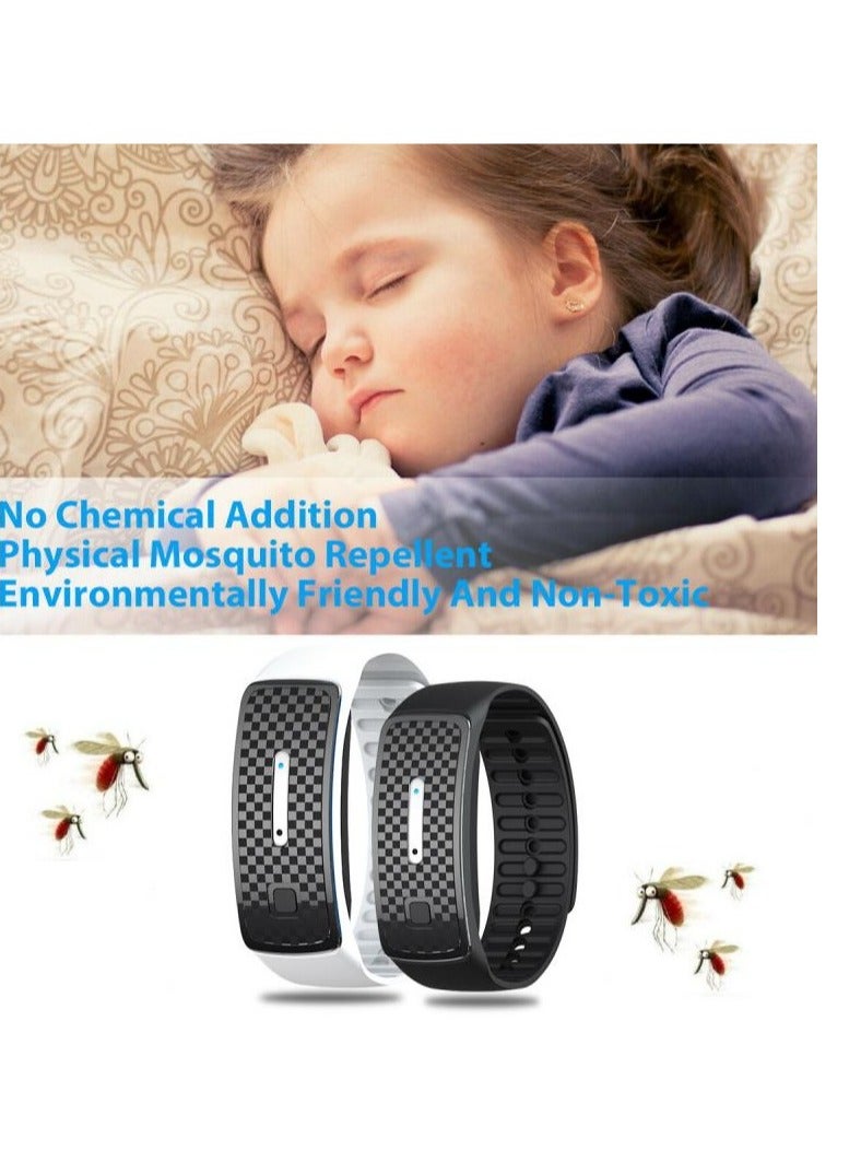 Electronic Bionic Wave Charging Summer Anti-mosquito Pest Control Wristband For Children Ultrasound Mosquito Repellent Bracelet (White)  - Image 1