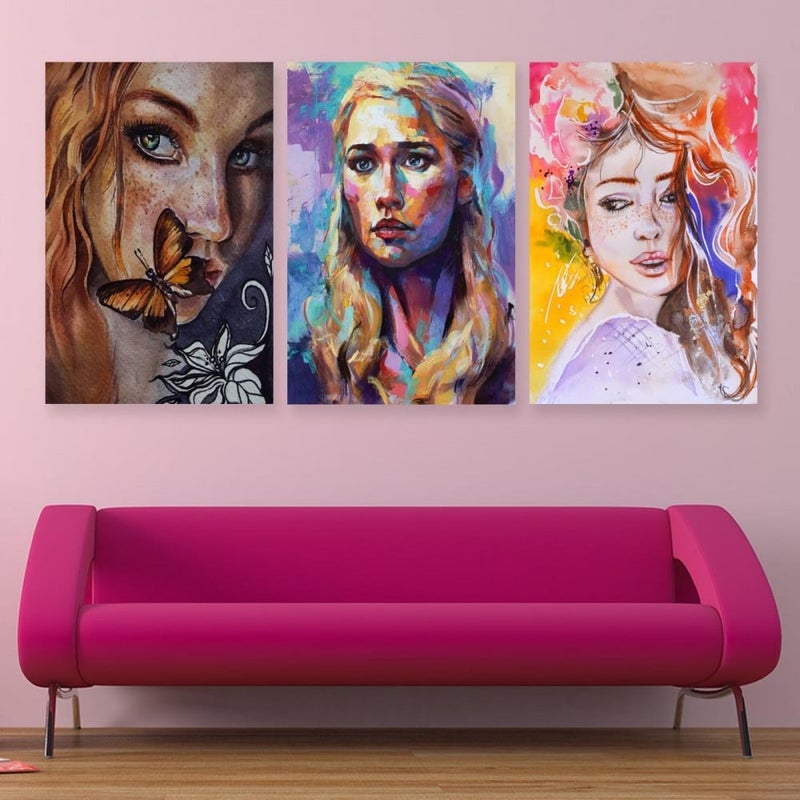 ماركتنا ثلاث لوحات قماشية بتصميم مودرن مع برواز مجوف مقاس (120×60) ثلاث قطع - Image 1