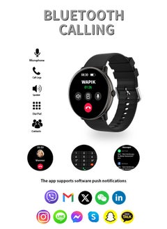 WAPIK Korean Brand Smart Watch Y5，Business Smartwatch, Waterproof Fitness Watch, Bluetooth Calling, Compatible with Android and iOS,Smartwatch For Men, Zinc Alloy Vacuum Plating, Heart Rate Monitoring，Black  - Image 2