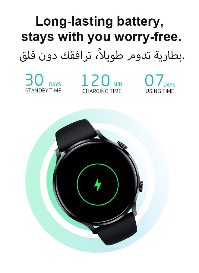 WAPIK Korean Brand Smart Watch Y5，Business Smartwatch, Waterproof Fitness Watch, Bluetooth Calling, Compatible with Android and iOS,Smartwatch For Men, Zinc Alloy Vacuum Plating, Heart Rate Monitoring，Black  - Image 4