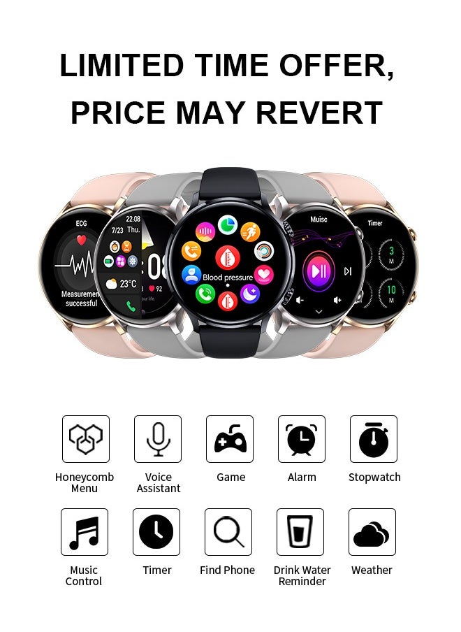WAPIK - Korean Brand Smart Watch Y5，Business Smartwatch, Waterproof Fitness Watch, Bluetooth Calling, Compatible with Android and iOS,Smartwatch For Men, Zinc Alloy Vacuum Plating, Heart Rate Monitoring，Black - Image 1