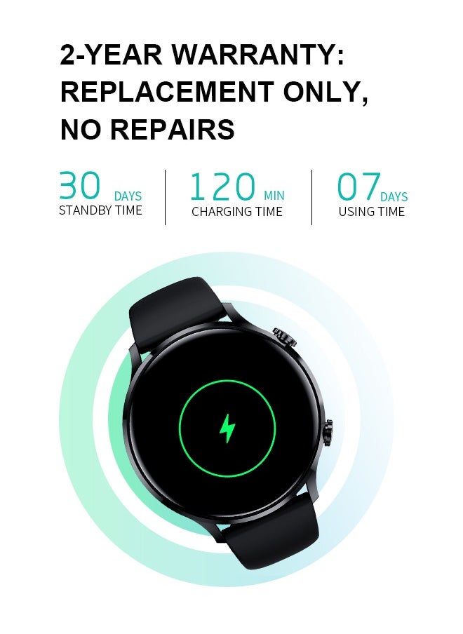 WAPIK - Korean Brand Smart Watch Y5，Business Smartwatch, Waterproof Fitness Watch, Bluetooth Calling, Compatible with Android and iOS,Smartwatch For Men, Zinc Alloy Vacuum Plating, Heart Rate Monitoring，Black - Image 1