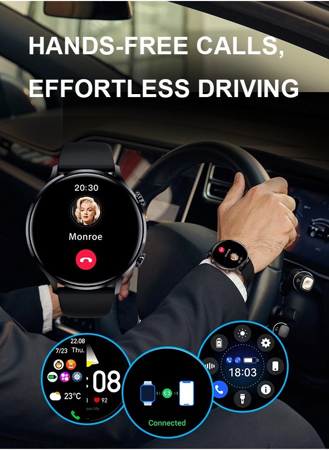 WAPIK - Korean Brand Smart Watch Y5，Business Smartwatch, Waterproof Fitness Watch, Bluetooth Calling, Compatible with Android and iOS,Smartwatch For Men, Zinc Alloy Vacuum Plating, Heart Rate Monitoring，Black - Image 1