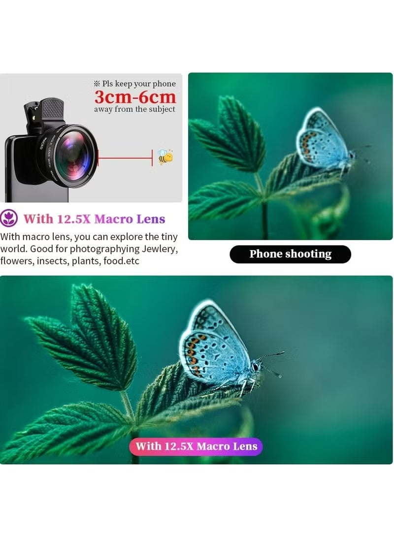 Geustos 2PCS Professional 2 in 1 Lens Universal Clip 37mm Mobile Phone Lens 0.45x 49uv Super Wide-Angle + Macro HD Lens for All Smartphones - Image 4