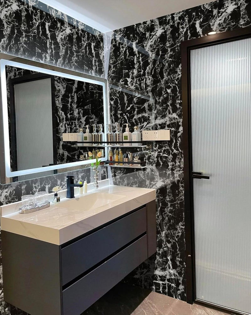 HOME13™ Marble Wallpaper Peel & Stick Contact Paper Self Adhesive Decorative Removable Waterproof Wallpaper for Kitchen Cabinet and Furniture Countertops (24 X 60 INCH, Black Grey Marble) - Image 5