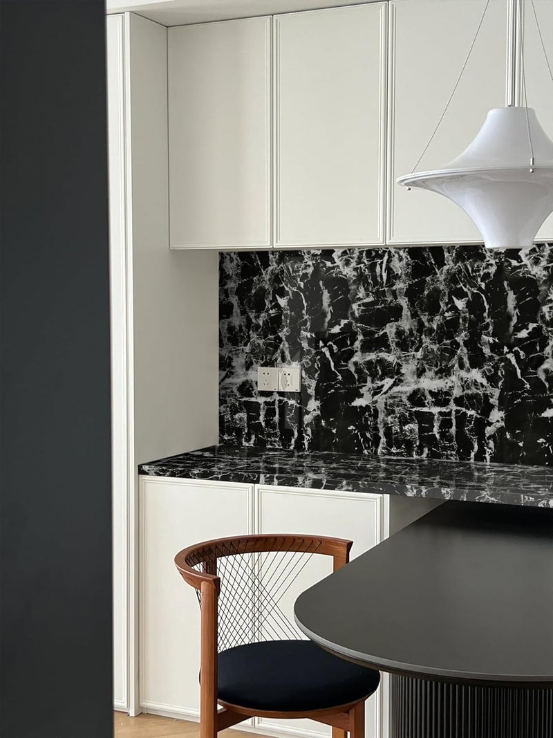 HOME13™ Marble Wallpaper Peel & Stick Contact Paper Self Adhesive Decorative Removable Waterproof Wallpaper for Kitchen Cabinet and Furniture Countertops (24 X 60 INCH, Black Grey Marble) - Image 4