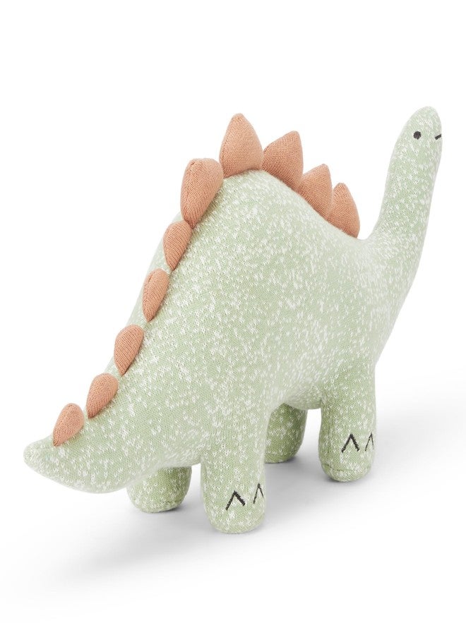 Haus & Kinder Knitted Dinosaur Soft Toy - 100% Cotton Cover Toy Gift for Kids, Soft Toys for Girls & Soft Toys for Boys, Toddler Toys, Toys for New Born Baby Boy and Girls, Mint-Natural, 10X25 CM, 1Pc - Image 1