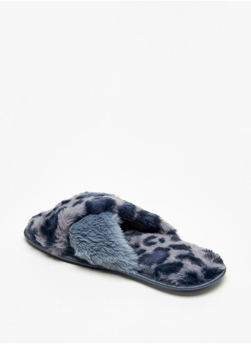 shoexpress - Plush Textured Slip-On Bedroom Slide Slippers - Image 1