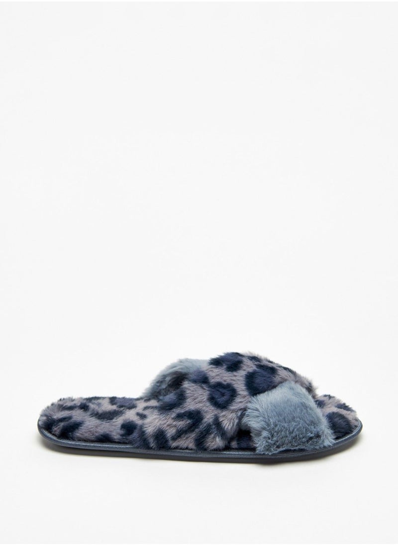 shoexpress - Plush Textured Slip-On Bedroom Slide Slippers - Image 1