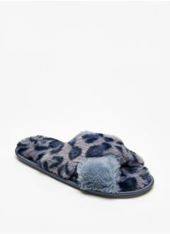 Plush Textured Slip-On Bedroom Slide Slippers