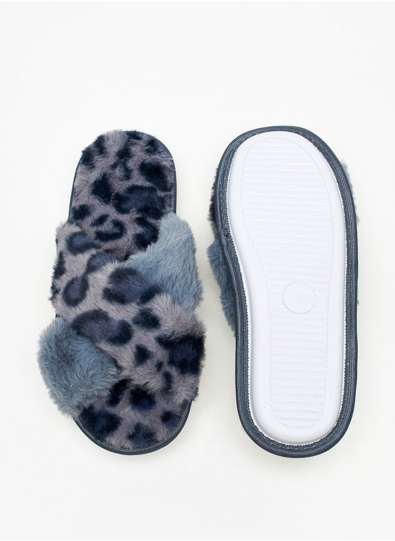 shoexpress - Plush Textured Slip-On Bedroom Slide Slippers - Image 1