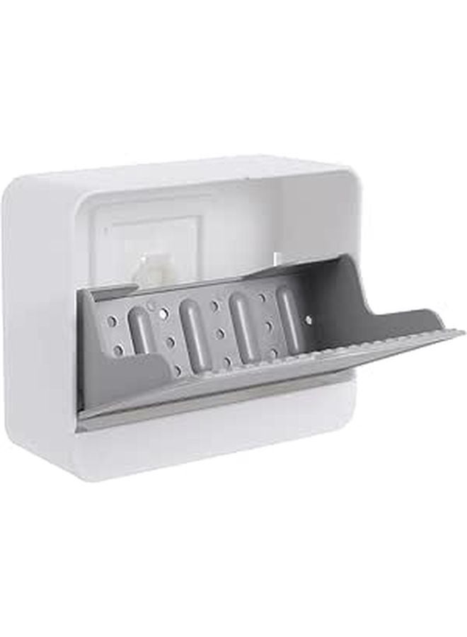Grey Wall Mounted Nail Free Soap Rack with Drainage Plastic Bathroom Storage Shelf - Image 1