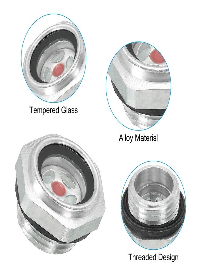 PATIKIL Air Compressor Oil Sight Glass, G 1/2" Male Thread Aluminum Alloy Oil Liquid Level Gauge Pack Air Compressor Parts with O-ring - Image 3
