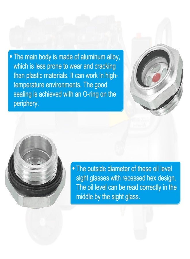 PATIKIL Air Compressor Oil Sight Glass, G 1/2" Male Thread Aluminum Alloy Oil Liquid Level Gauge Pack Air Compressor Parts with O-ring - Image 4
