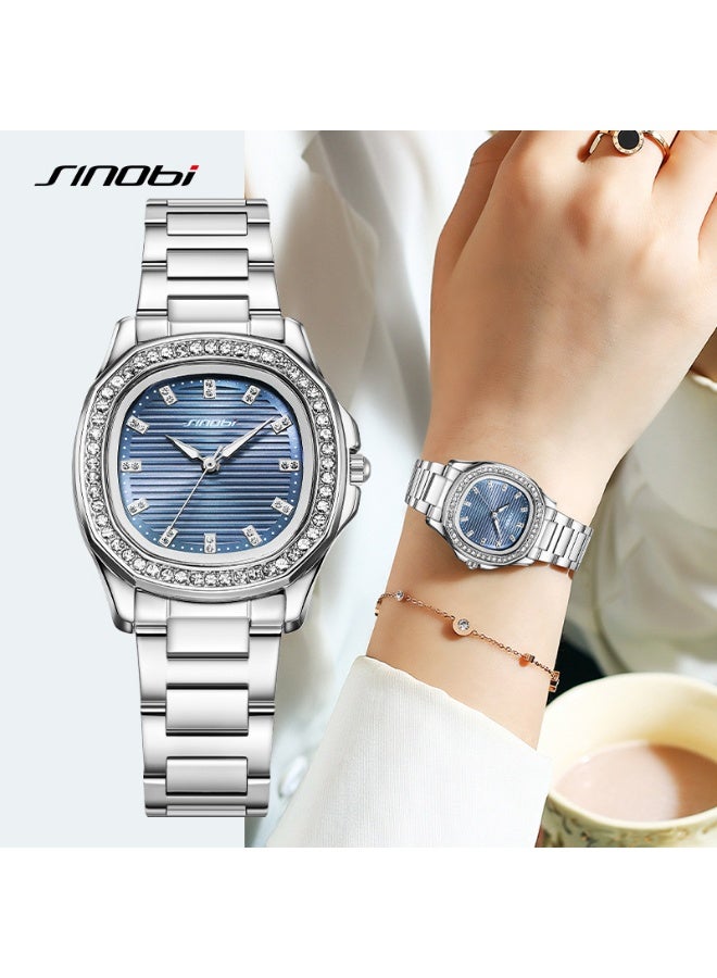 SINOBI Nautilus Quartz Watch for Women, 30M Water-Resistant (Blue) - Image 5