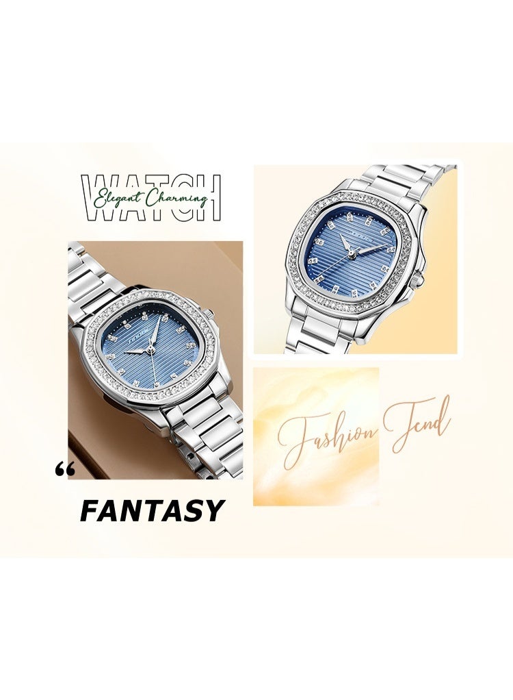 SINOBI Nautilus Quartz Watch for Women, 30M Water-Resistant (Blue) - Image 3