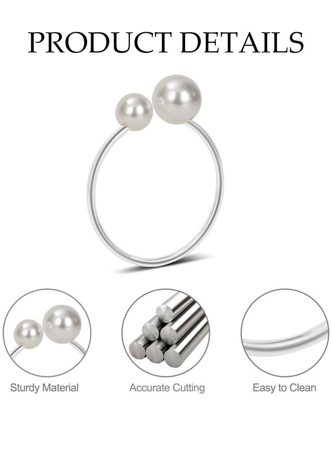 8Pcs Pearl Napkin Rings,Silver Metal Towel Rings For Wedding Table Birthday Party Decoration,Hotel Fancy Napkin Buckle for Banquet - Image 3