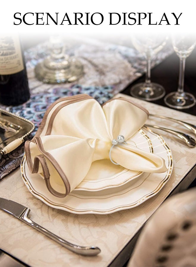 8Pcs Pearl Napkin Rings,Silver Metal Towel Rings For Wedding Table Birthday Party Decoration,Hotel Fancy Napkin Buckle for Banquet - Image 4