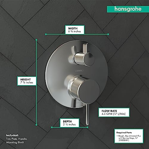 hansgrohe Ecostat Modern Pressure Balance Shower Valve Trim with Diverter in Chrome, 04447000 - Image 4