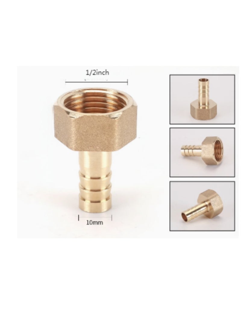 GA Brass Female Hose Nipple, BSPT Female Thread,  Hose Nozzle, Copper heavy duty  copper  Style Fitting(2 pcs set) 1/2 inch*10mm - Image 2