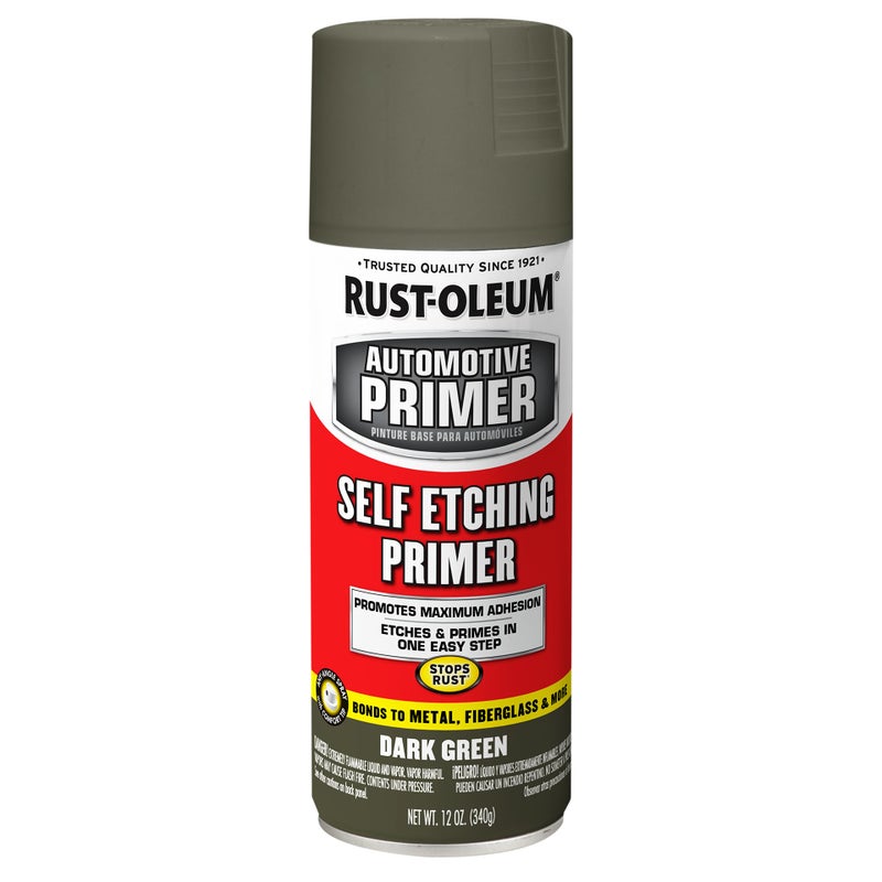 RUST-OLEUM رشاش برايمر ذاتي الحفر من راست-أوليوم 249322 للسيارات، 12 أونصة، أخضر داكن غير لامع - Image 1