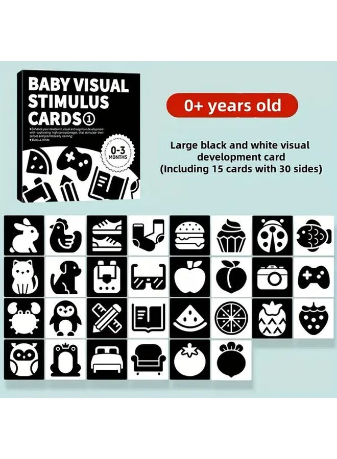 15 قطعة من البطاقات المعرفية ذات الوجهين بالأبيض والأسود لتطوير الرؤية لدى الرضع - Image 4