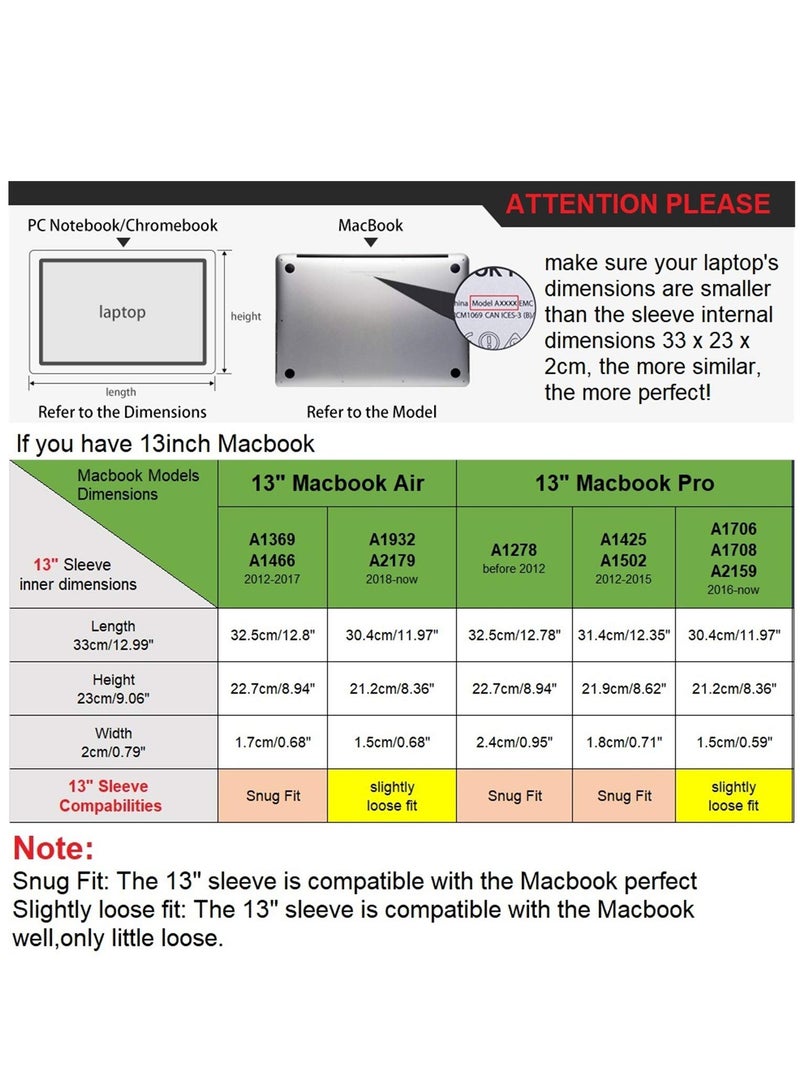Soft Laptop Sleeve Protective Case Carrying Bag for 13.3 MacBook Air Pro Retina Touch Bar Notebook Ultrabook Chromebook (Black 13in) - Image 2