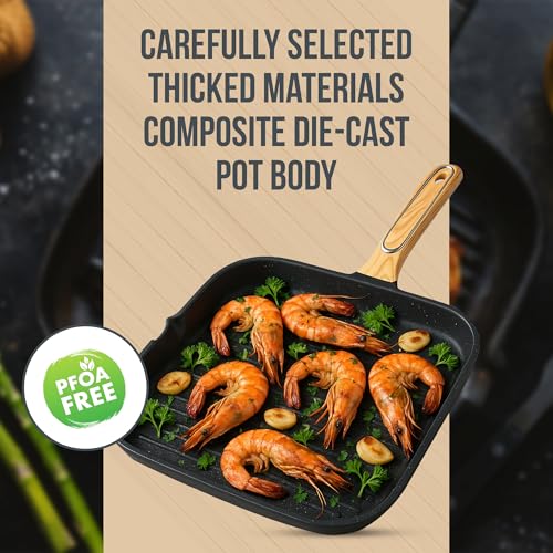 CPENSUS Square Grill Non Stick pan for Cooking Granite Finish Frying pan tawa for Kitchen 29cm 2.5 mm Induction Base Omlette Egg Fish Gas & Induction Compatible - Image 2