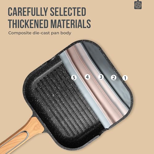 CPENSUS Square Grill Non Stick pan for Cooking Granite Finish Frying pan tawa for Kitchen 29cm 2.5 mm Induction Base Omlette Egg Fish Gas & Induction Compatible - Image 3