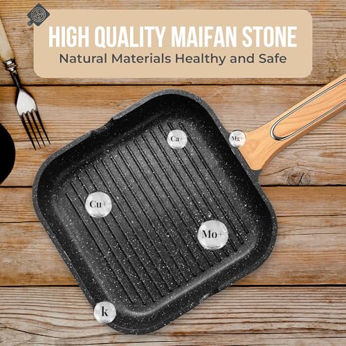 CPENSUS Square Grill Non Stick pan for Cooking Granite Finish Frying pan tawa for Kitchen 29cm 2.5 mm Induction Base Omlette Egg Fish Gas & Induction Compatible - Image 4
