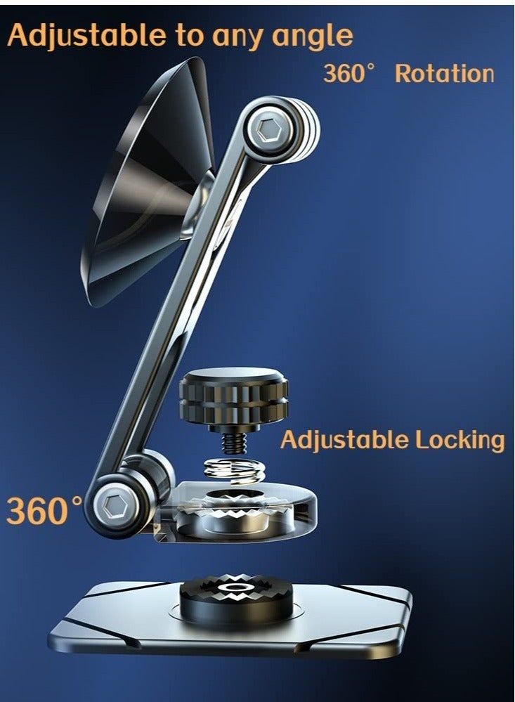 Excefore Magnetic Phone Holder for Car - Alloy Folding Magnetic Car Phone Holder,Strong 6 Magnets, 360° Rotation, and Foldable Arm for All Phones - Image 5