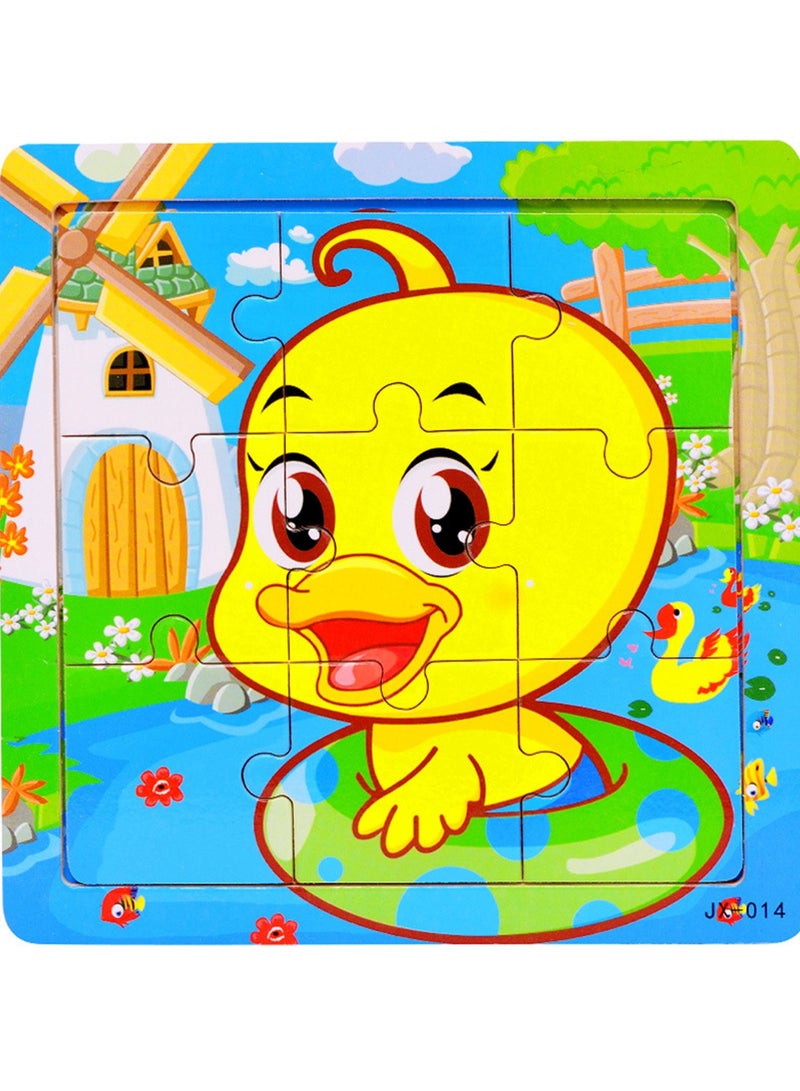 Children's Educational Wooden Cartoon Duck Series Jigsaw Puzzles Suitable Boys and Girls Gift Bag Pack - Image 1
