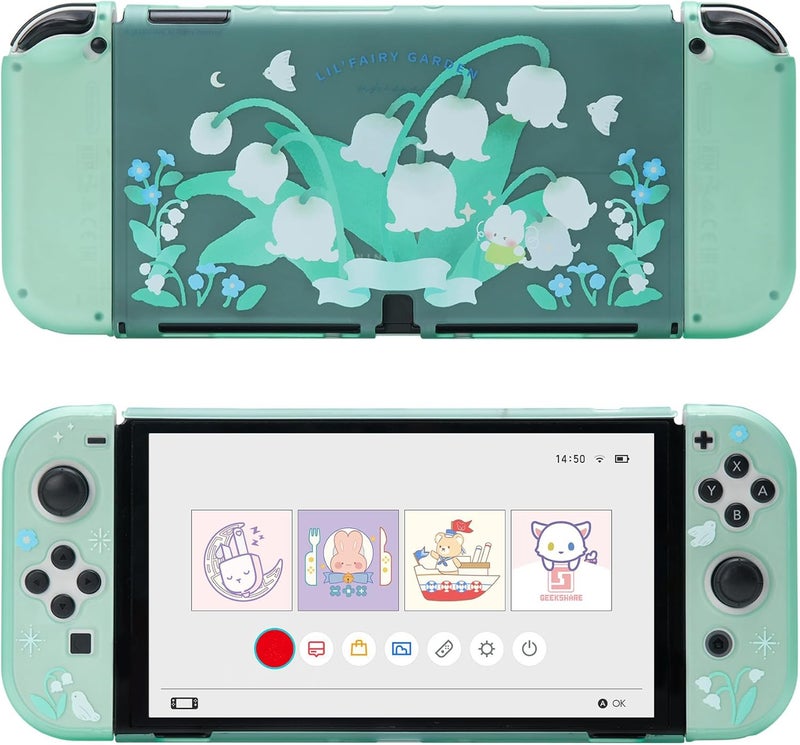 GeekShare حافظة GeekShare الواقية لـ Switch OLED - غطاء صلب نحيف متوافق مع Switch OLED ووحد�� التحكم في الألعاب - زنبق الوادي - Image 1
