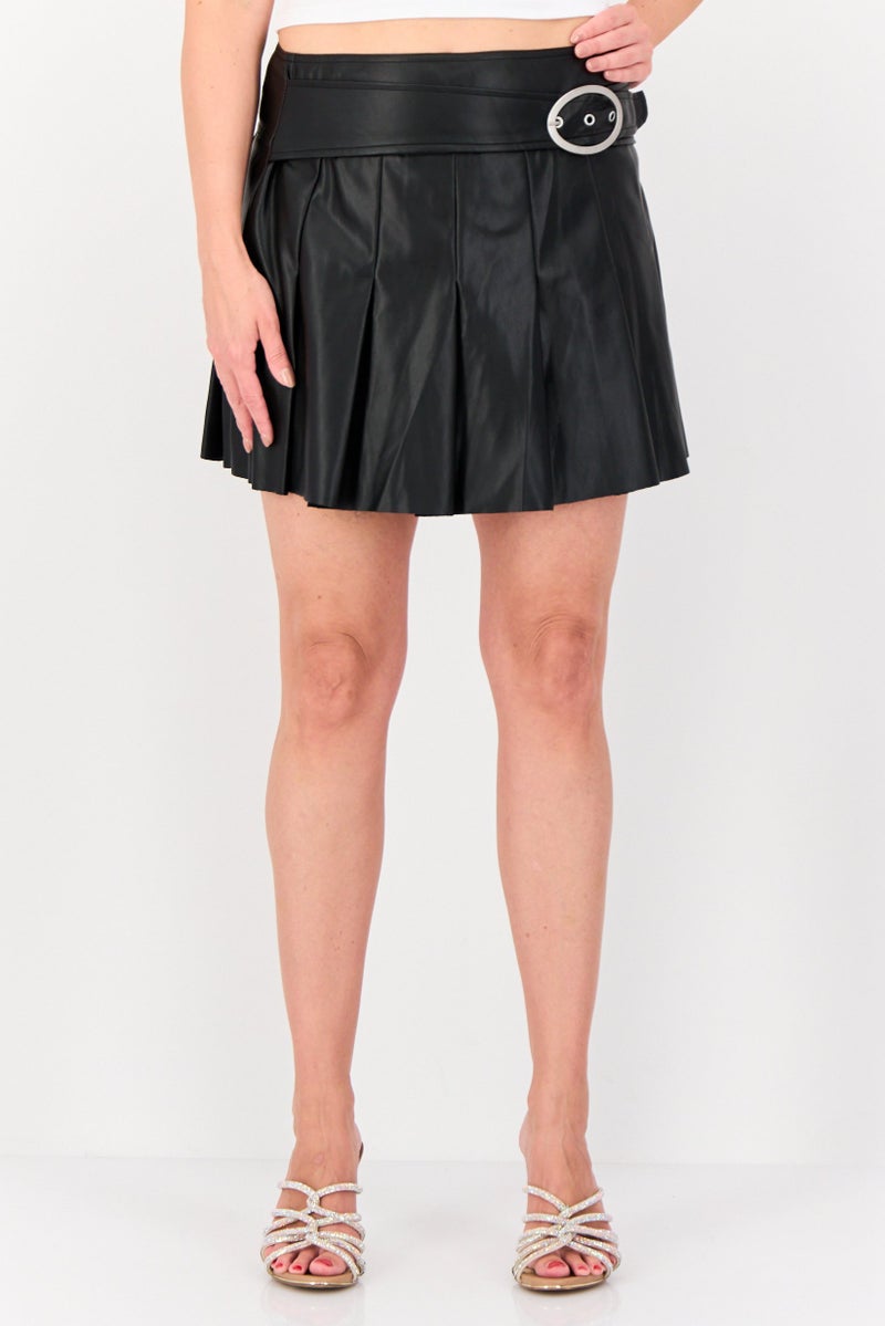 Don't Call Me Jennyfer Women Solid Mini Skirt, Black  - Image 1