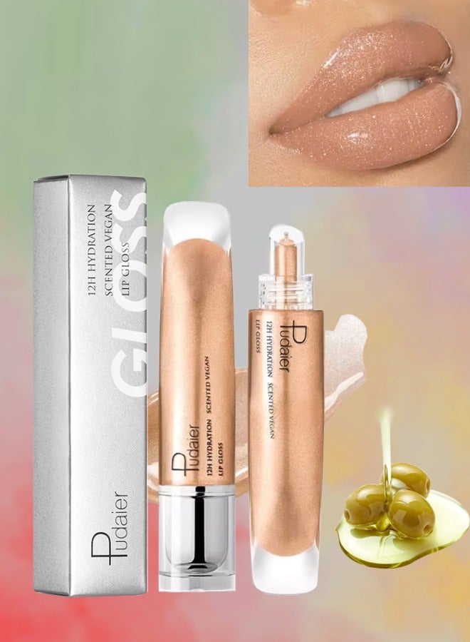 pudaier Lip Gloss Plumping Moisturizing and 12H Hydration Scented Vegan Lip Plumper Liquid Lipstick Sparkling Shiny Glossy Finish Lip Color Lifter Lip Plump Oil Gloss Lip Oil 02 - Image 1