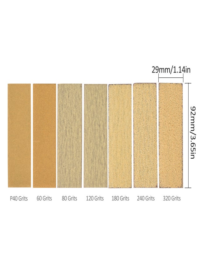 Micro Sander Kit 3.5x1 Inch Mini for Small Projects, Detail Handle Sanding Tools, 70 Sheets Sandpaper Wood 40/60/80/120/180/240/320, DIY Handicrafts Polishing Yellow  - Image 2