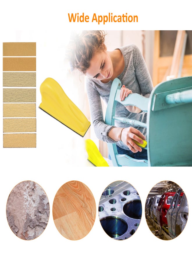Micro Sander Kit 3.5x1 Inch Mini for Small Projects, Detail Handle Sanding Tools, 70 Sheets Sandpaper Wood 40/60/80/120/180/240/320, DIY Handicrafts Polishing Yellow  - Image 5