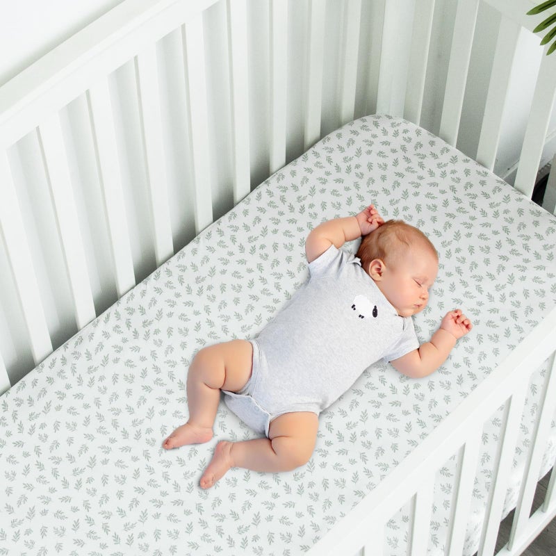 Biloban Crib Sheets Fitted for Boys and Girls, 2 Pack Crib Sheet Fits for Standard Crib Mattress, Neutral Toddler Bed Sheets, Lovely Print, 52â€X 28â€ - Image 2